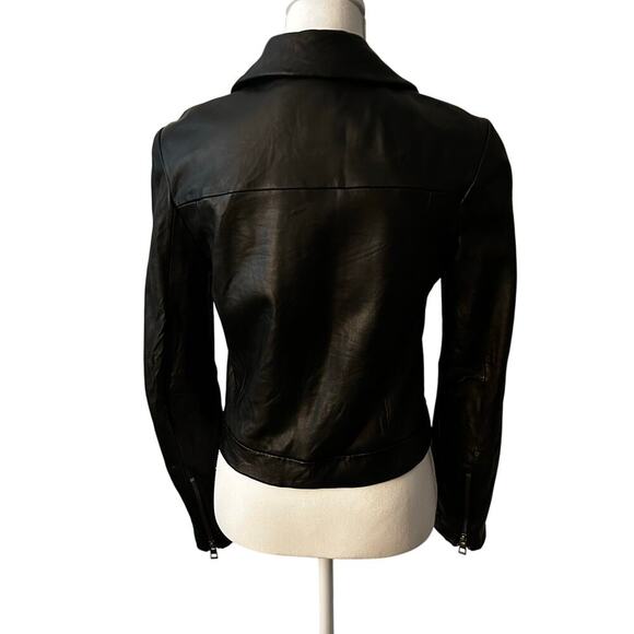 Madewell lamb leather shrunk zip front brass hardware jacket size 6** - Picture 7 of 15